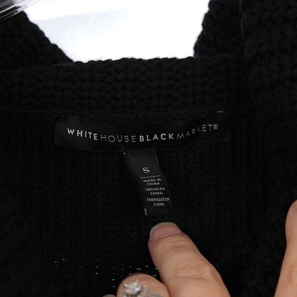 White House Black Market Black Cowl Neck Knit Sweater Small - Picture 5 of 9